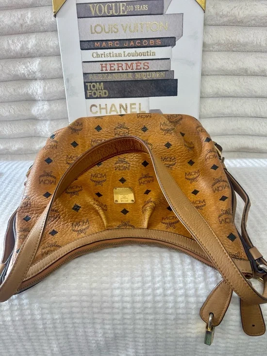 MCM Cognac Visetos Monogram Shoulder Bag - Picture 8 of 11